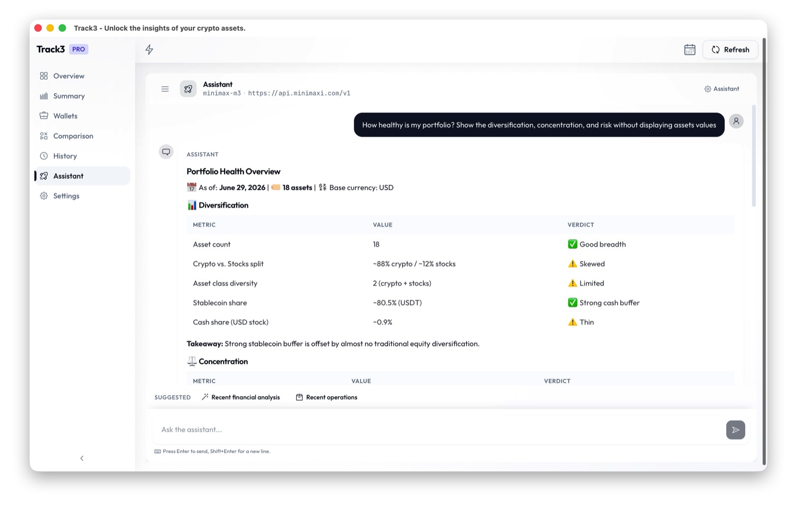 Track3 AI — Portfolio Analysis & Insights